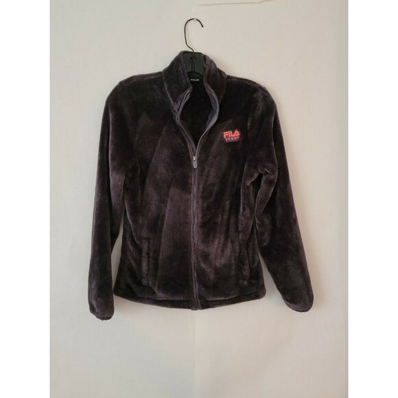 Fila Sport Girls Gray Soft Shell Faux Fur Zip Jacket Size 14 - Picture 4 of 5